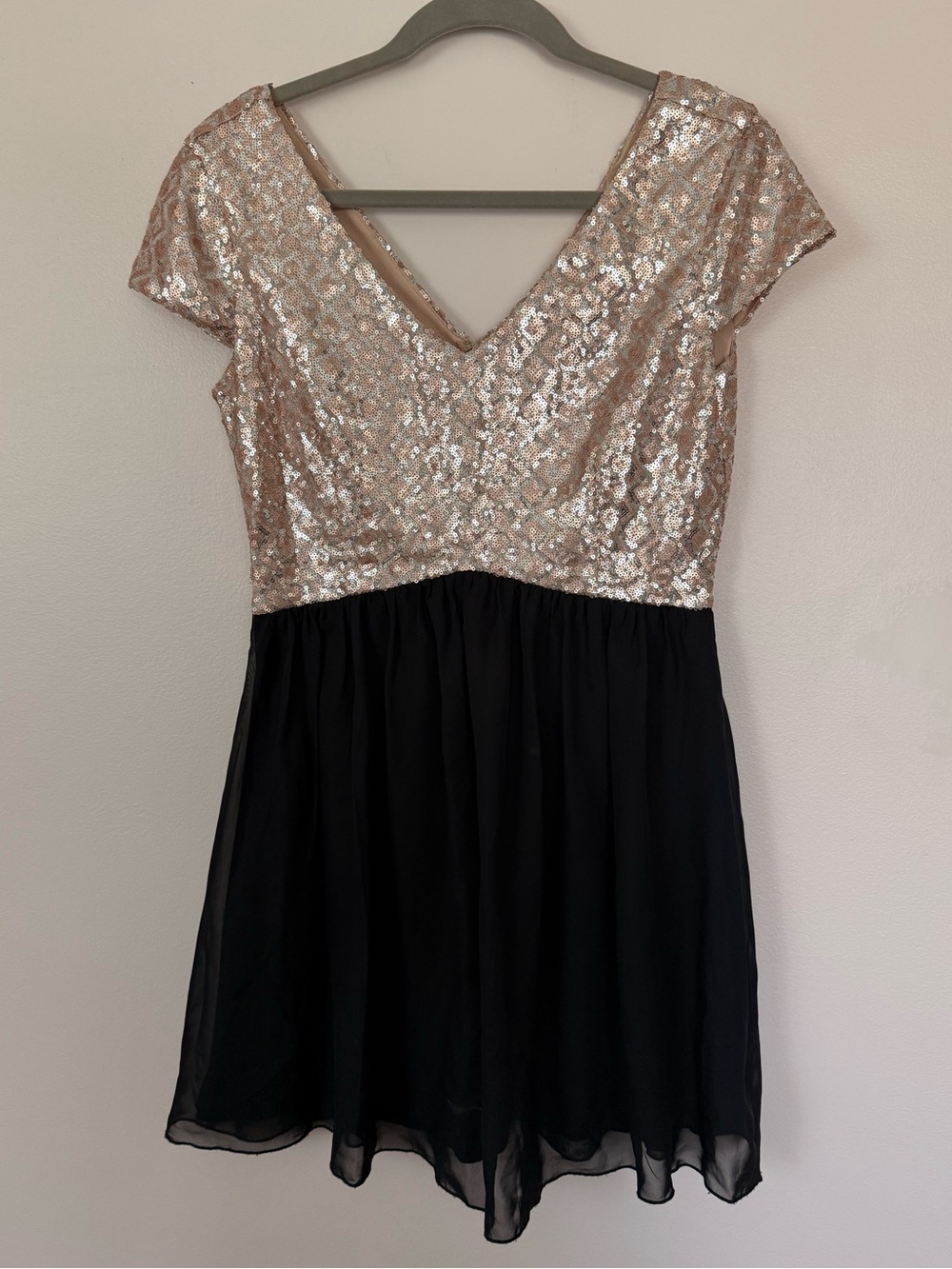 Speechless Black and Rose Gold Sequin Dress